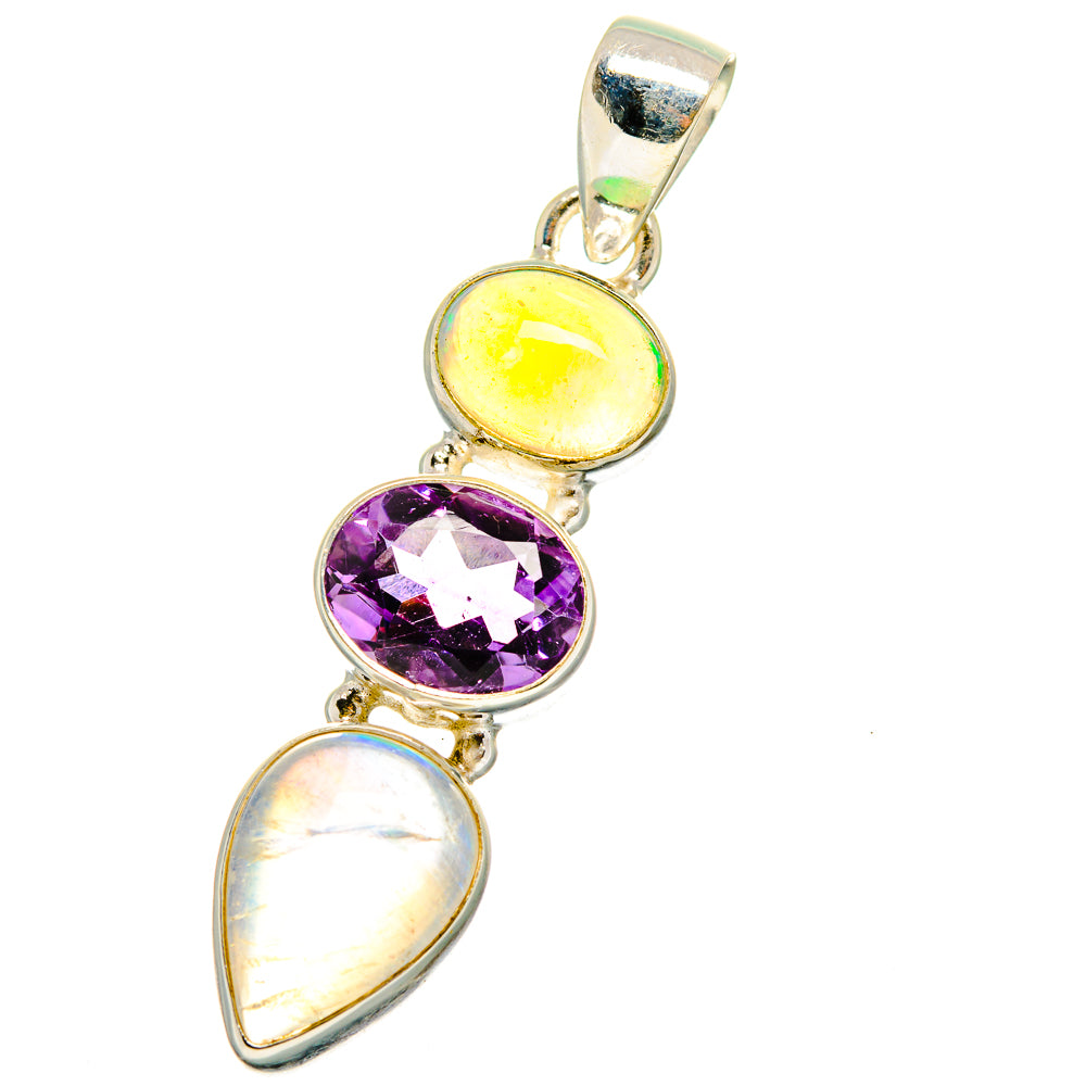Rainbow Moonstone Pendants handcrafted by Anasilvercos - PD13932