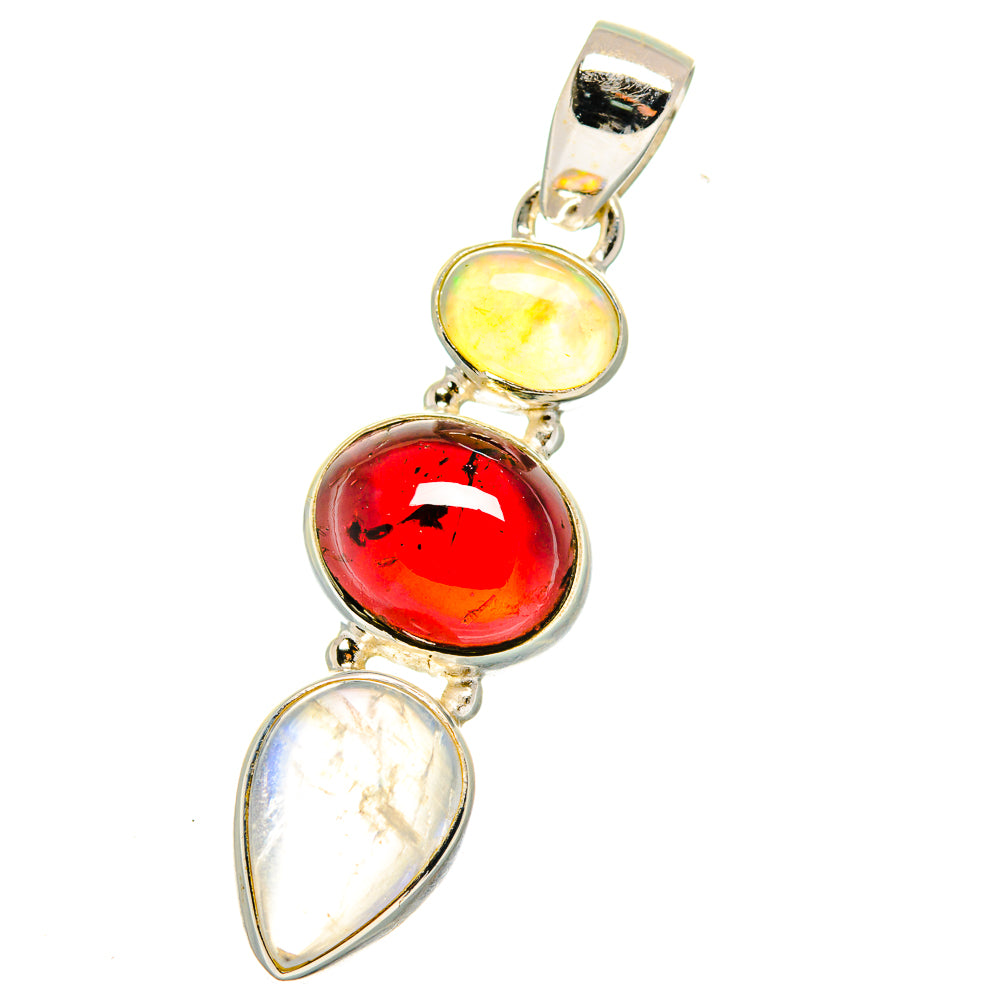 Rainbow Moonstone, Garnet, Ethiopian Opal Pendants handcrafted by Anasilvercos - PD13970
