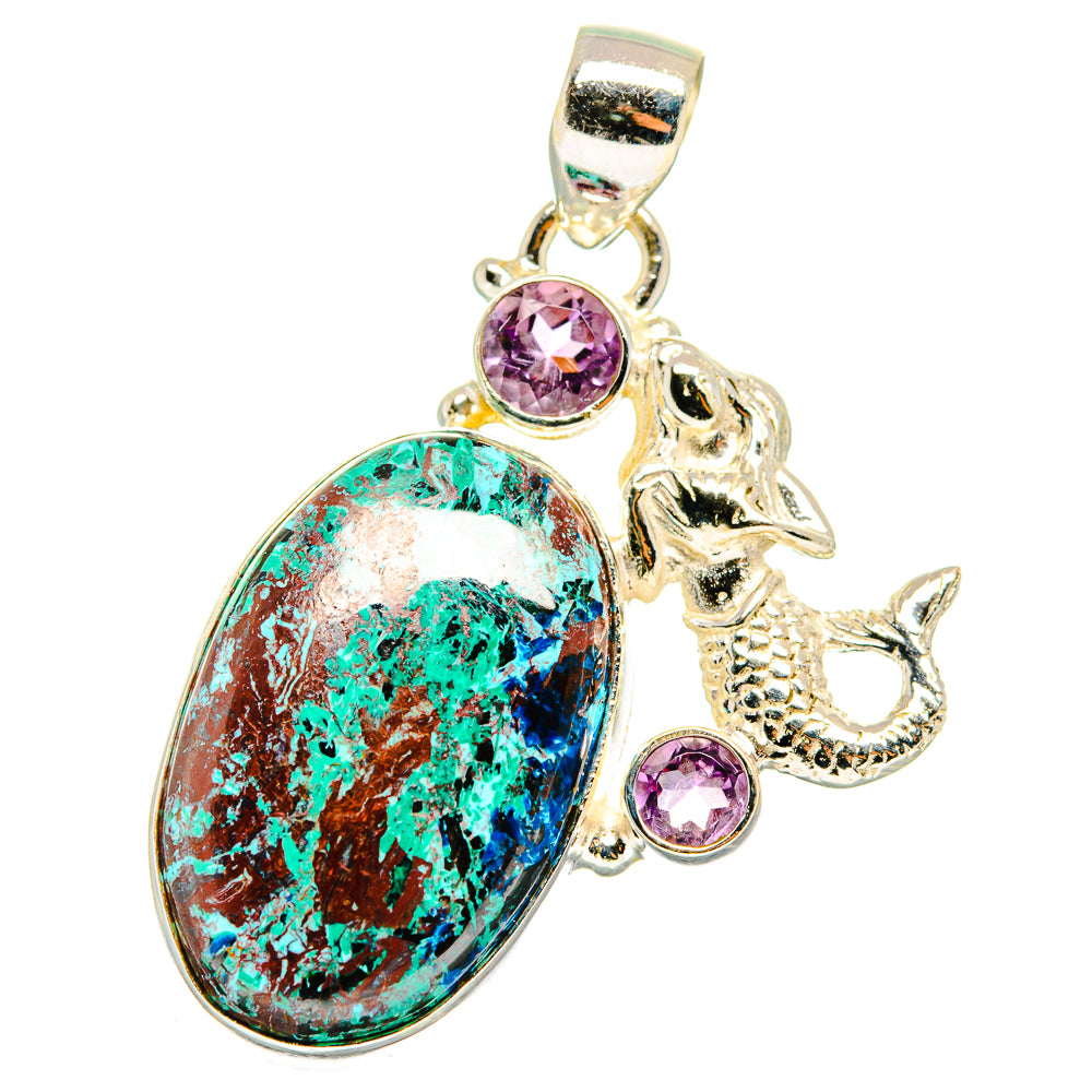 Shattuckite, Amethyst Pendants handcrafted by Anasilvercos - PD13977