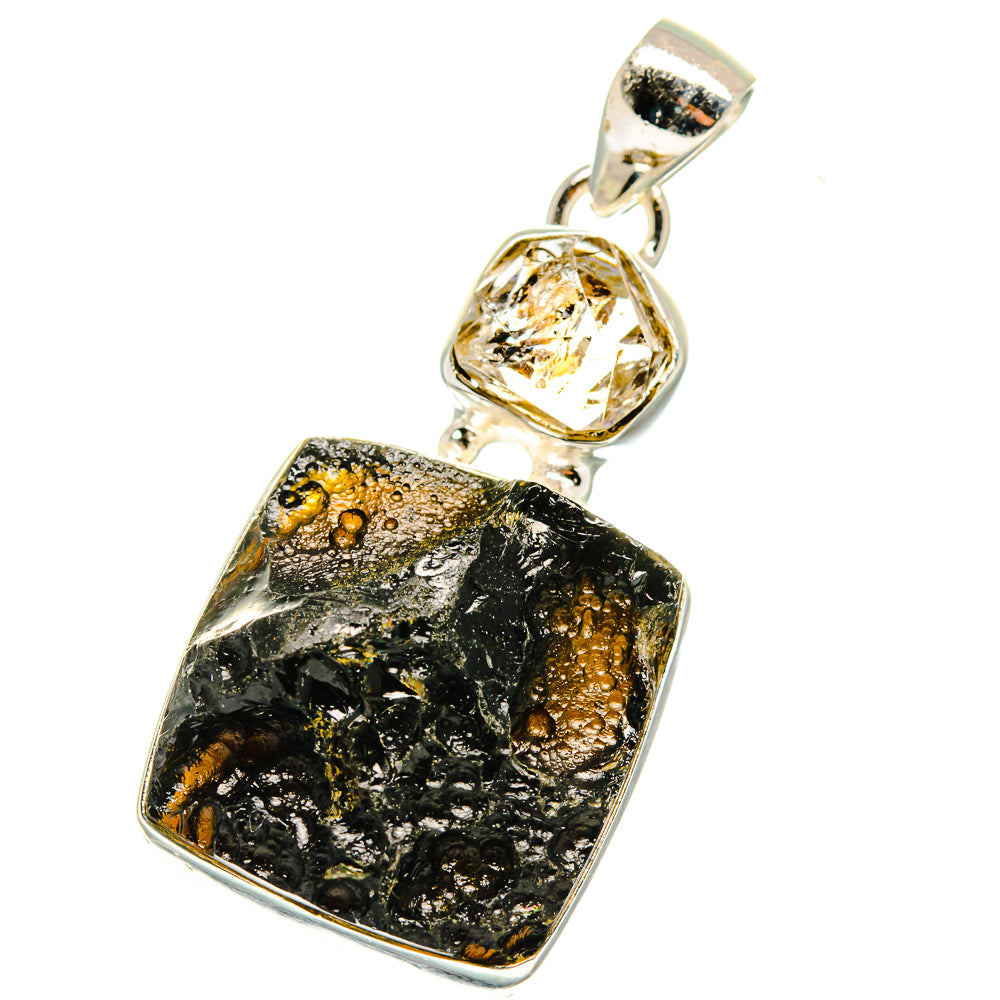 Tektite, Herkimer Diamond Pendants handcrafted by Anasilvercos - PD13981