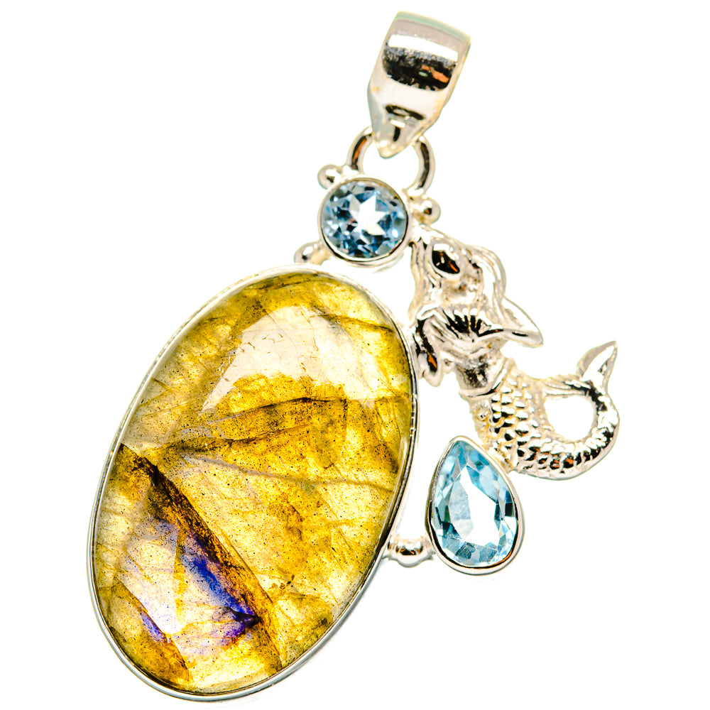 Labradorite, Blue Topaz Pendants handcrafted by Anasilvercos - PD13984