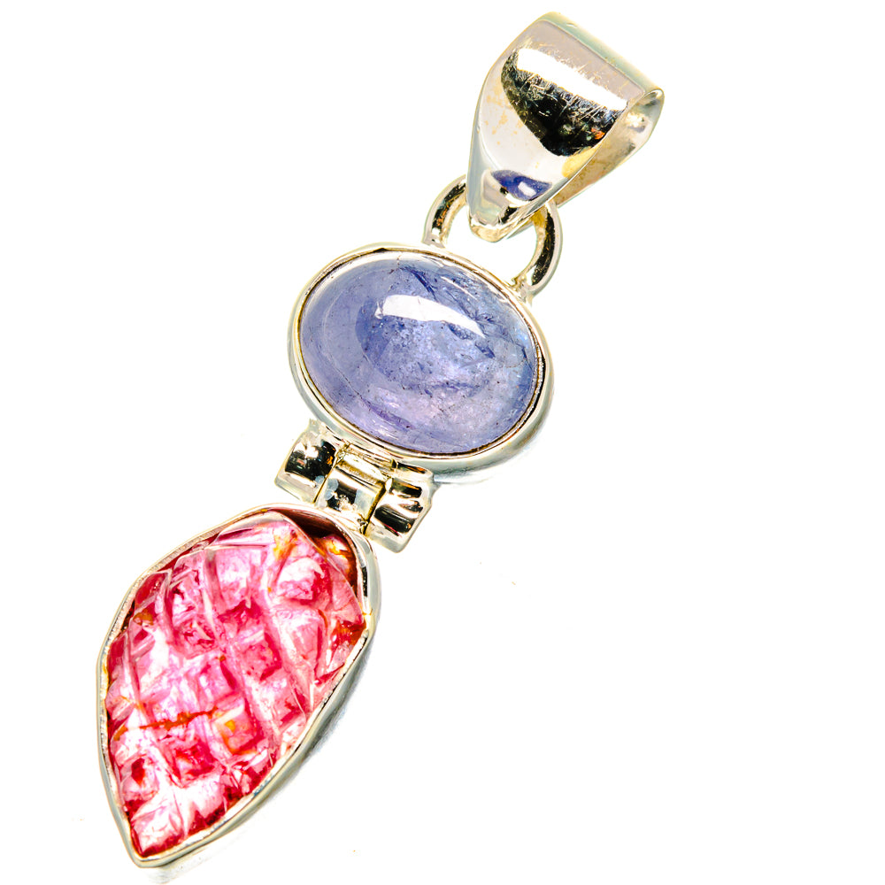 Pink Tourmaline, Tanzanite Pendants handcrafted by Anasilvercos - PD14005