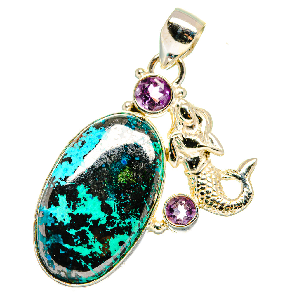 Shattuckite, Amethyst Pendants handcrafted by Anasilvercos - PD14007