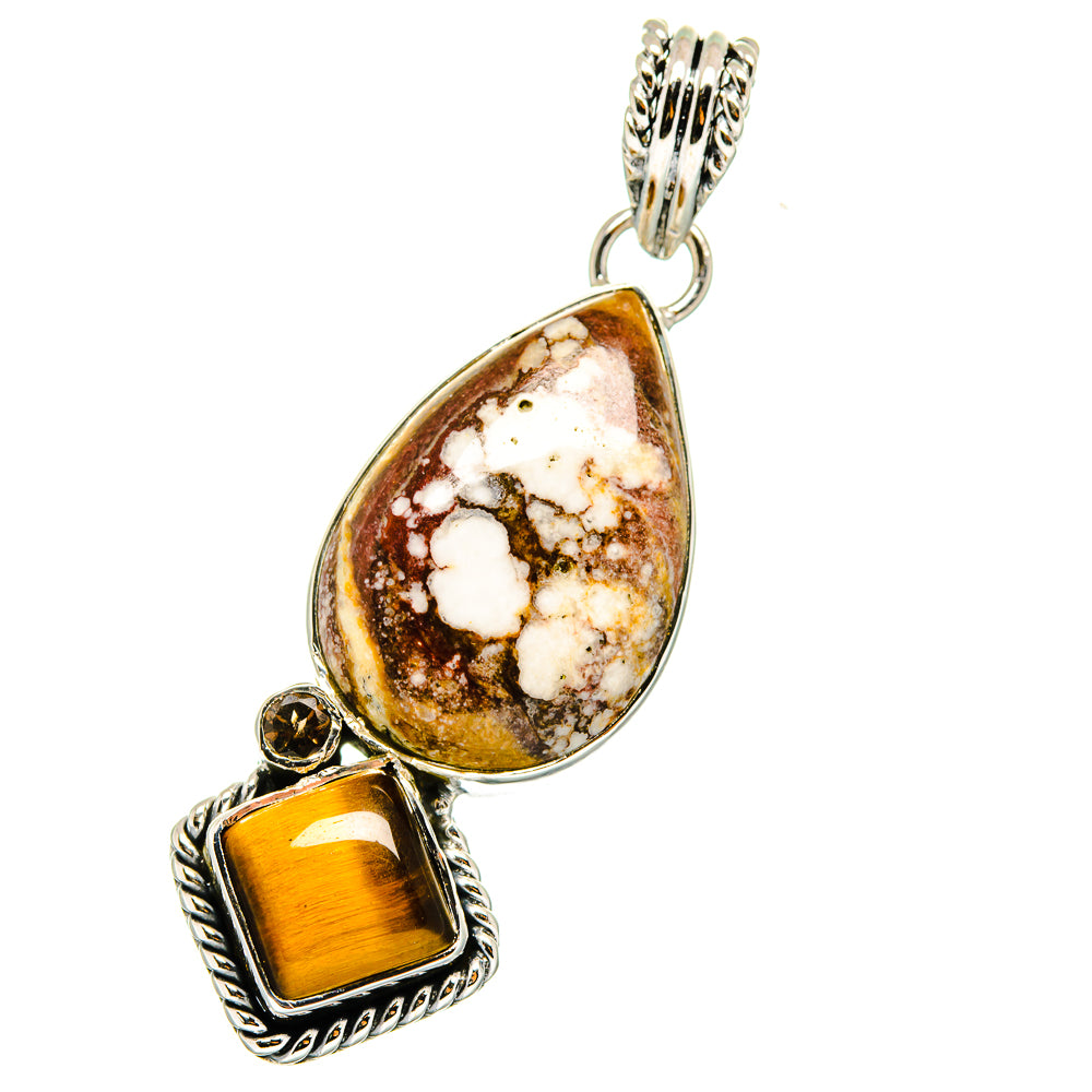 Wild Horse Jasper, Tiger Eye, Smoky Quartz Pendants handcrafted by Anasilvercos - PD14008