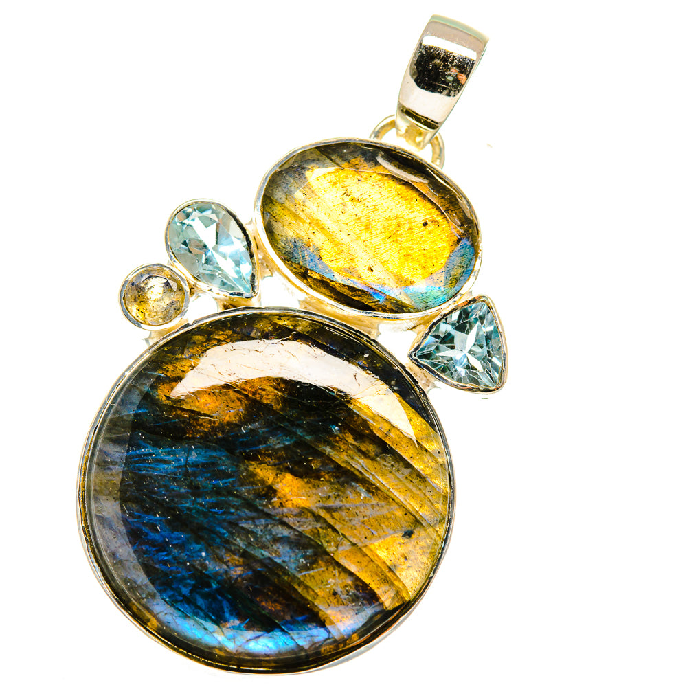 Labradorite, Blue Topaz Pendants handcrafted by Anasilvercos - PD14017