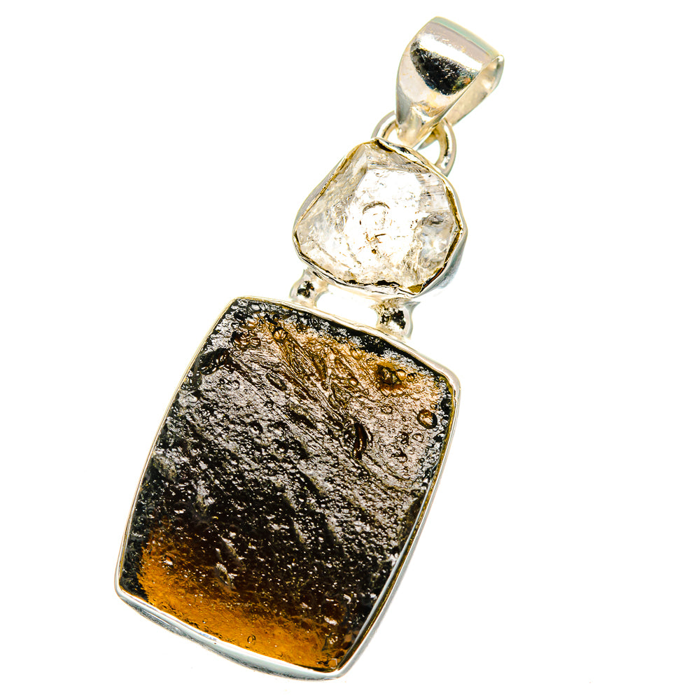 Tektite, Herkimer Diamond Pendants handcrafted by Anasilvercos - PD14026