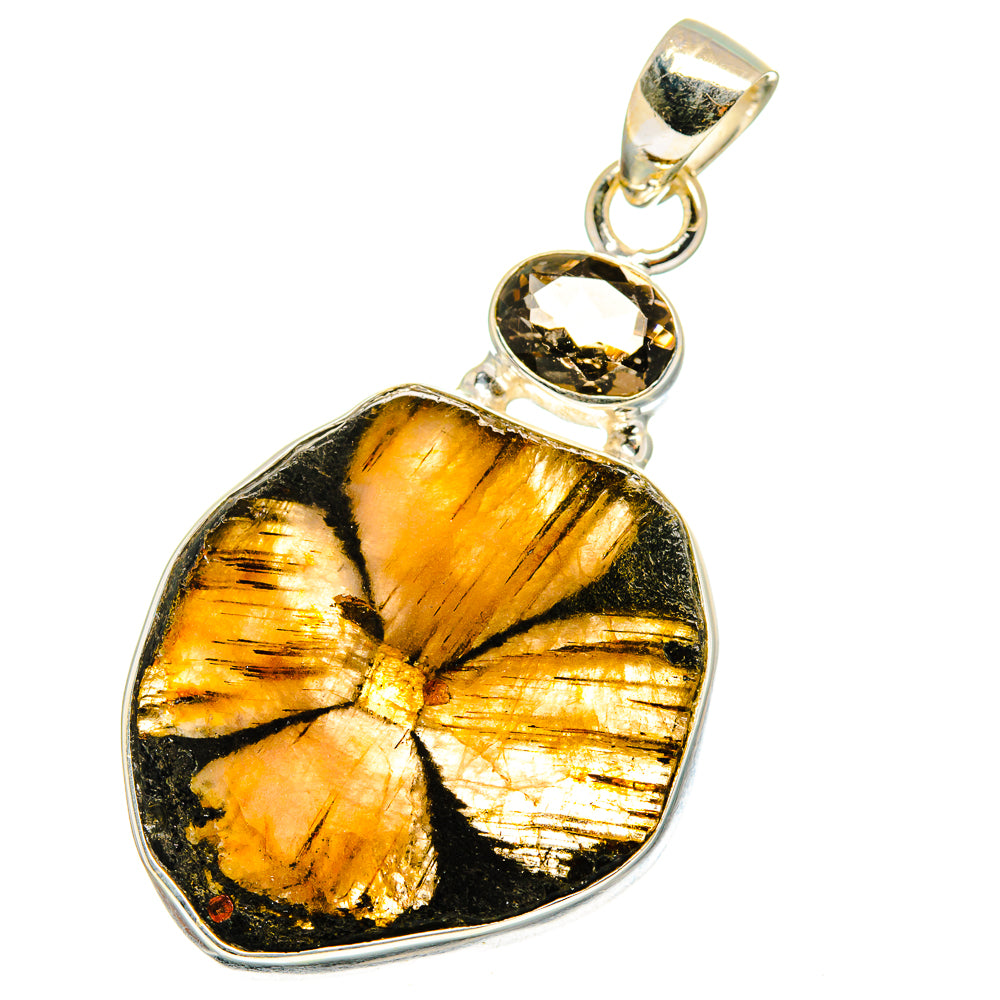 Chiastolite, Smoky Quartz Pendants handcrafted by Anasilvercos - PD14029