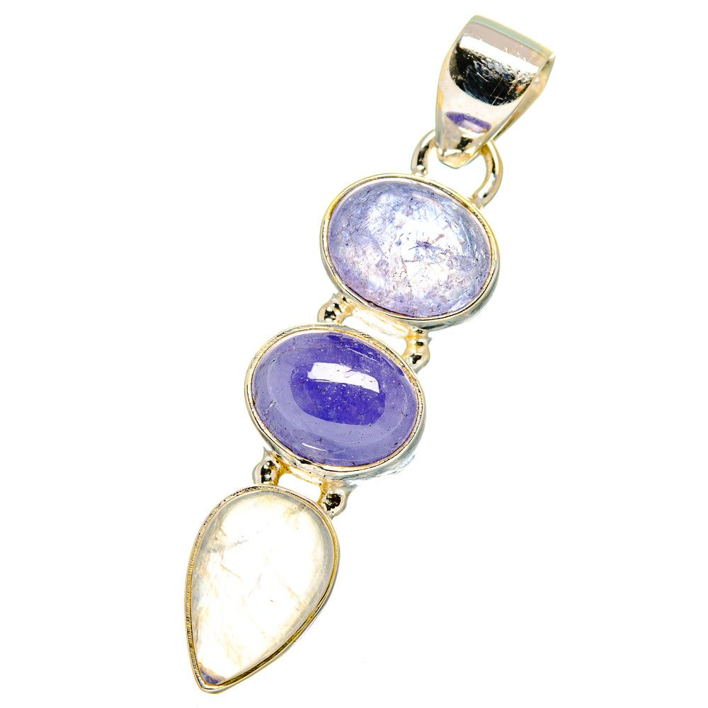 Rainbow Moonstone, Tanzanite Pendants handcrafted by Anasilvercos - PD14036