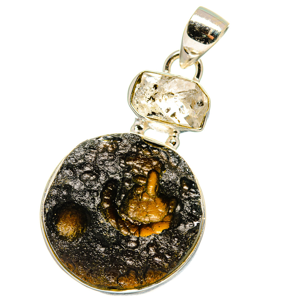 Tektite, Herkimer Diamond Pendants handcrafted by Anasilvercos - PD14040