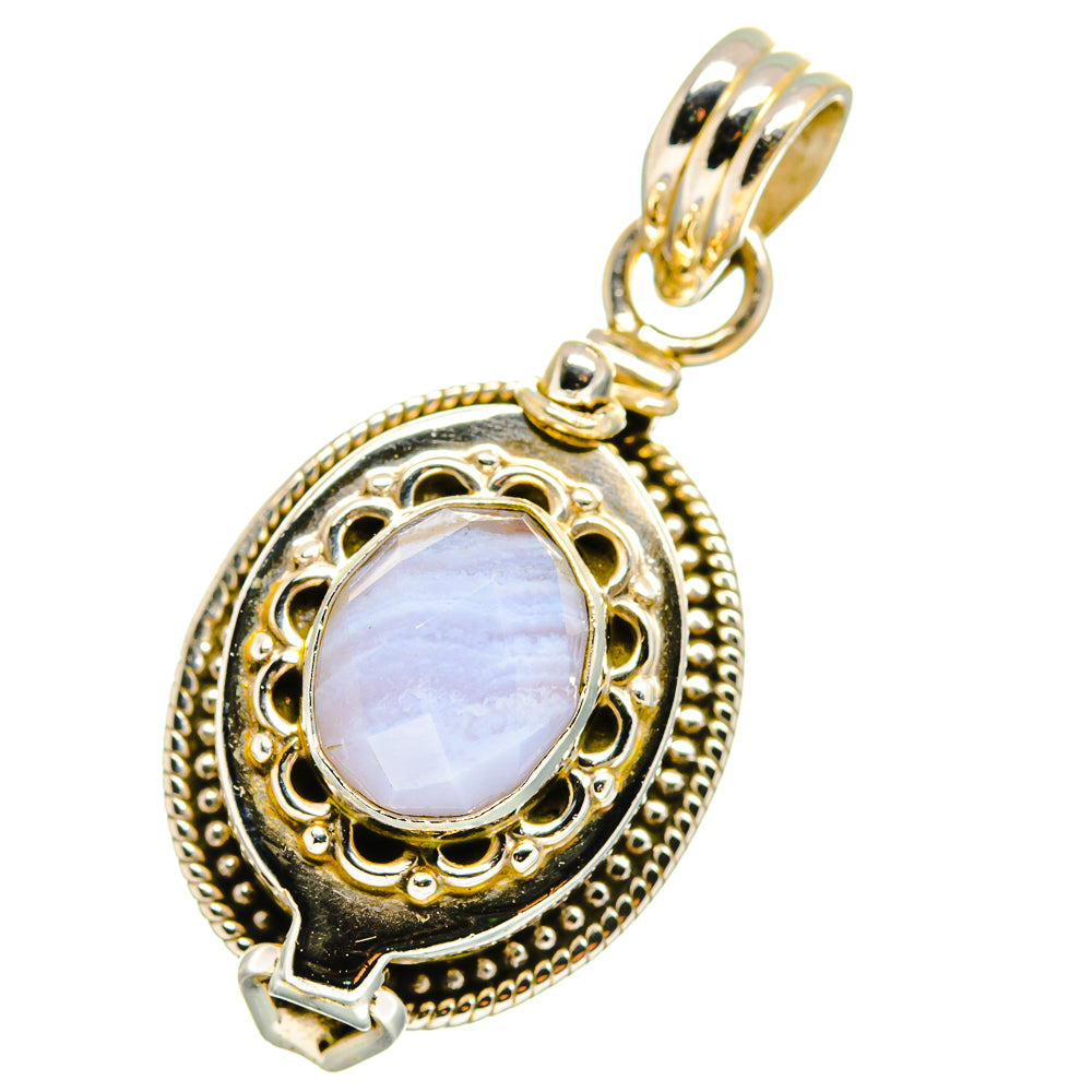 Blue Lace Agate Pendants handcrafted by Anasilvercos - PD14053