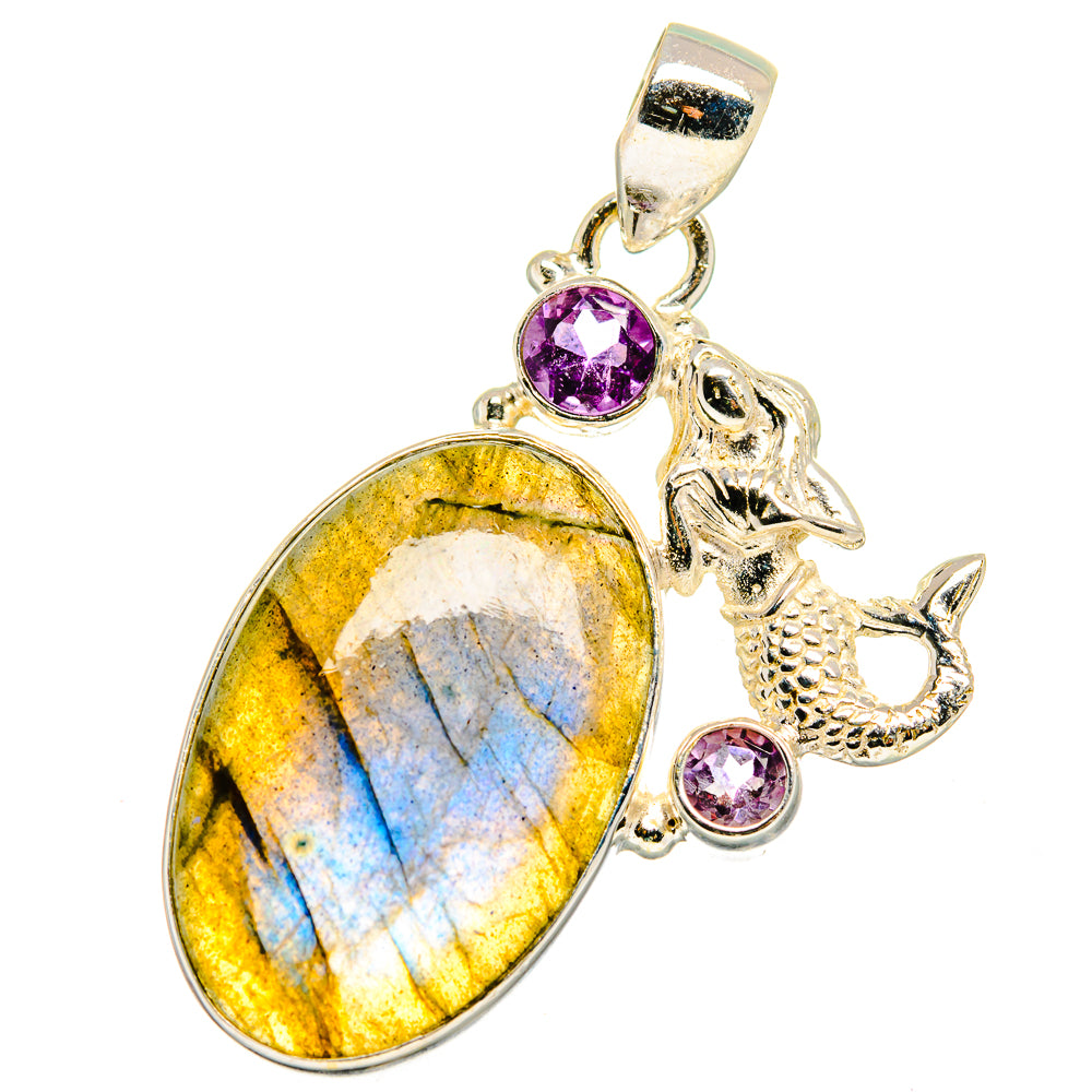 Labradorite, Amethyst Pendants handcrafted by Anasilvercos - PD14056