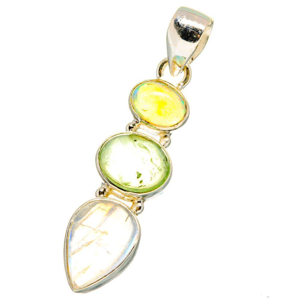 Rainbow Moonstone, Peridot, Ethiopian Opal Pendants handcrafted by Anasilvercos - PD14059