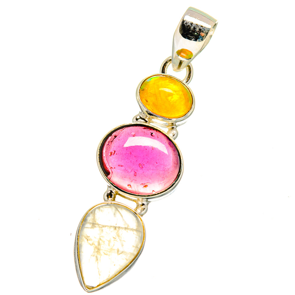 Rainbow Moonstone, Garnet, Ethiopian Opal Pendants handcrafted by Anasilvercos - PD14061