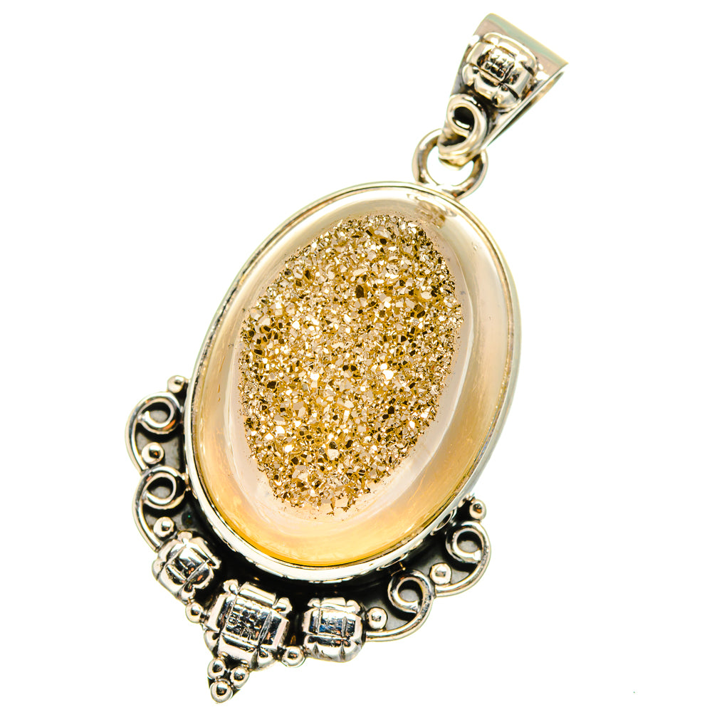 Pyrite Druzy Pendants handcrafted by Anasilvercos - PD14084