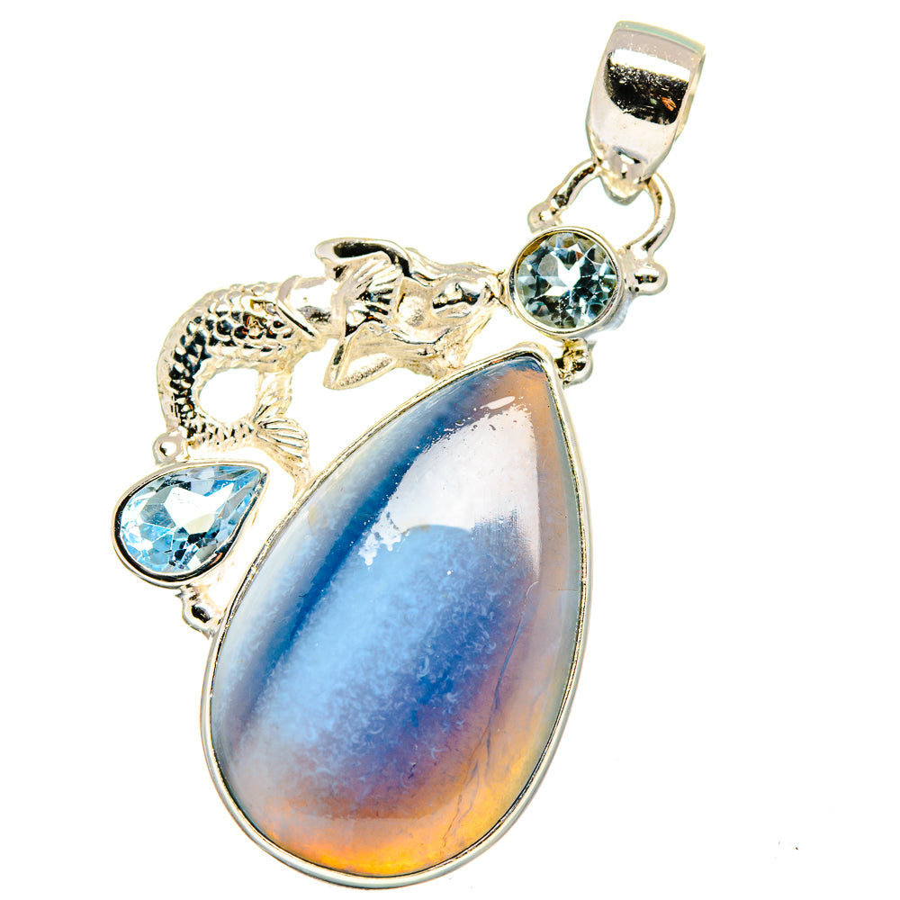 Owyhee Opal, Blue Topaz Pendants handcrafted by Anasilvercos - PD14099