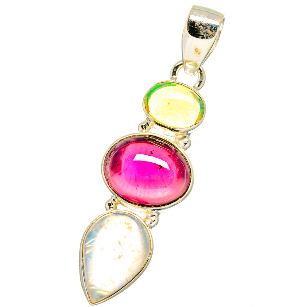 Ethiopian Opal, Garnet Pendants handcrafted by Anasilvercos - PD14152