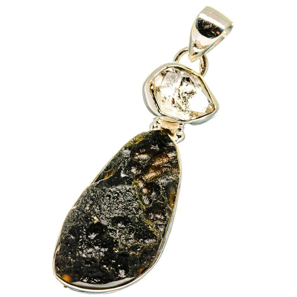 Tektite, Herkimer Diamond Pendants handcrafted by Anasilvercos - PD14156