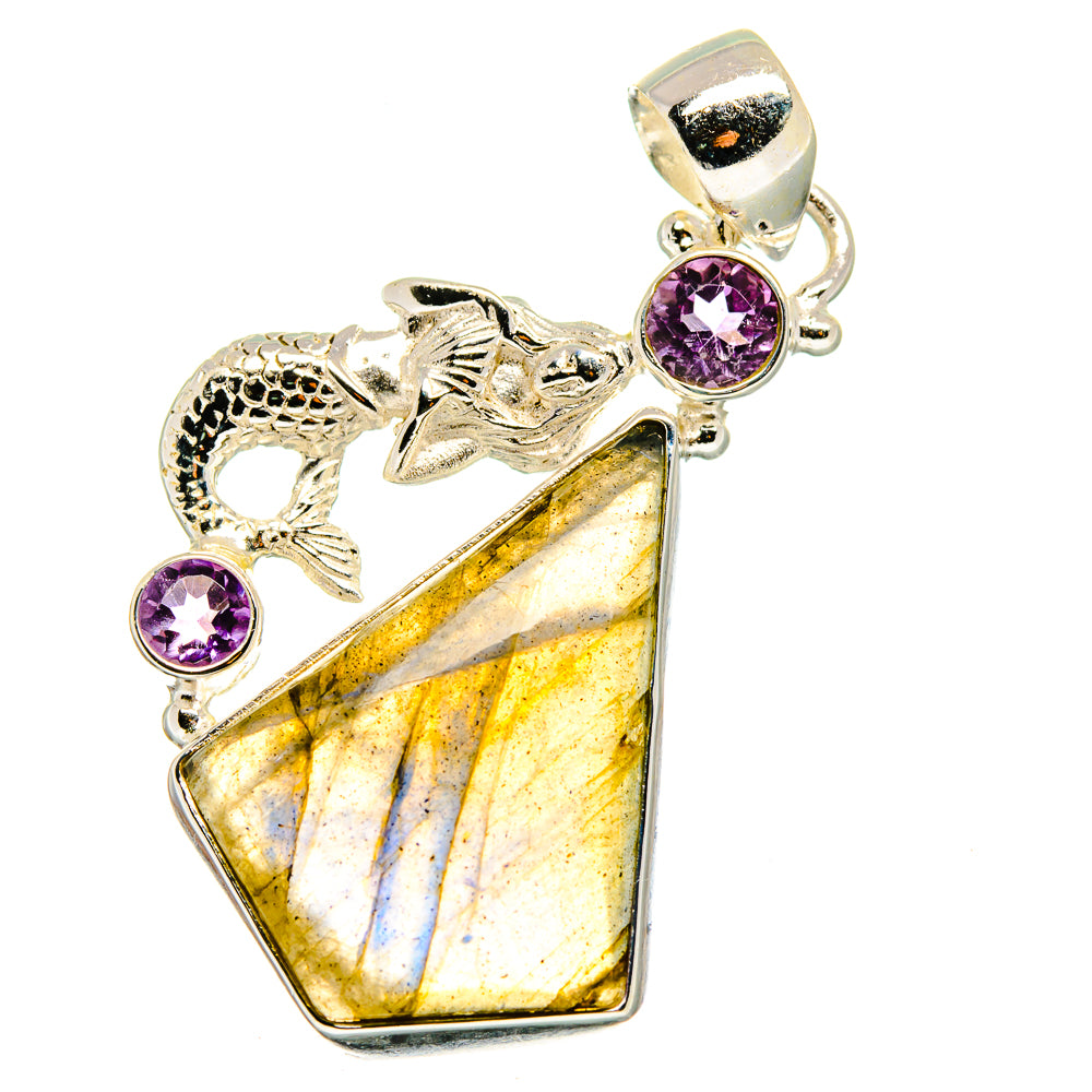 Labradorite, Amethyst Pendants handcrafted by Anasilvercos - PD14177