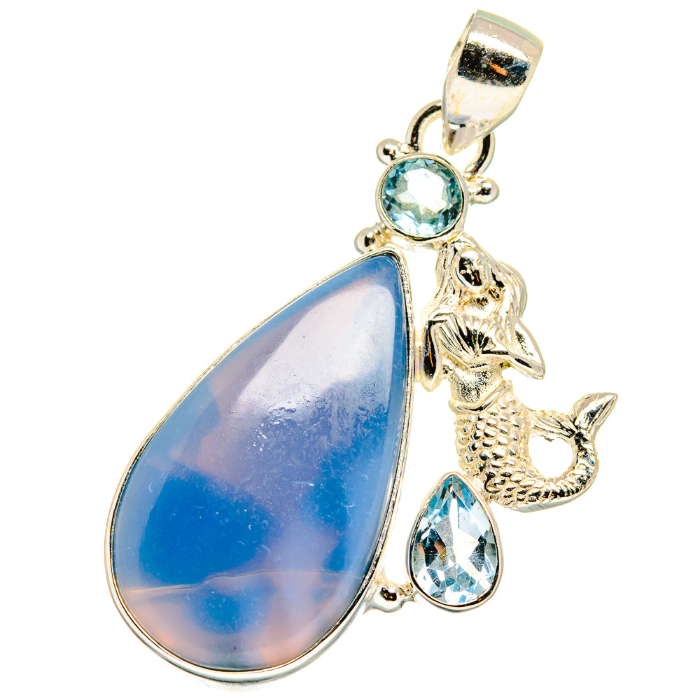 Owyhee Opal, Blue Topaz Pendants handcrafted by Anasilvercos - PD14178