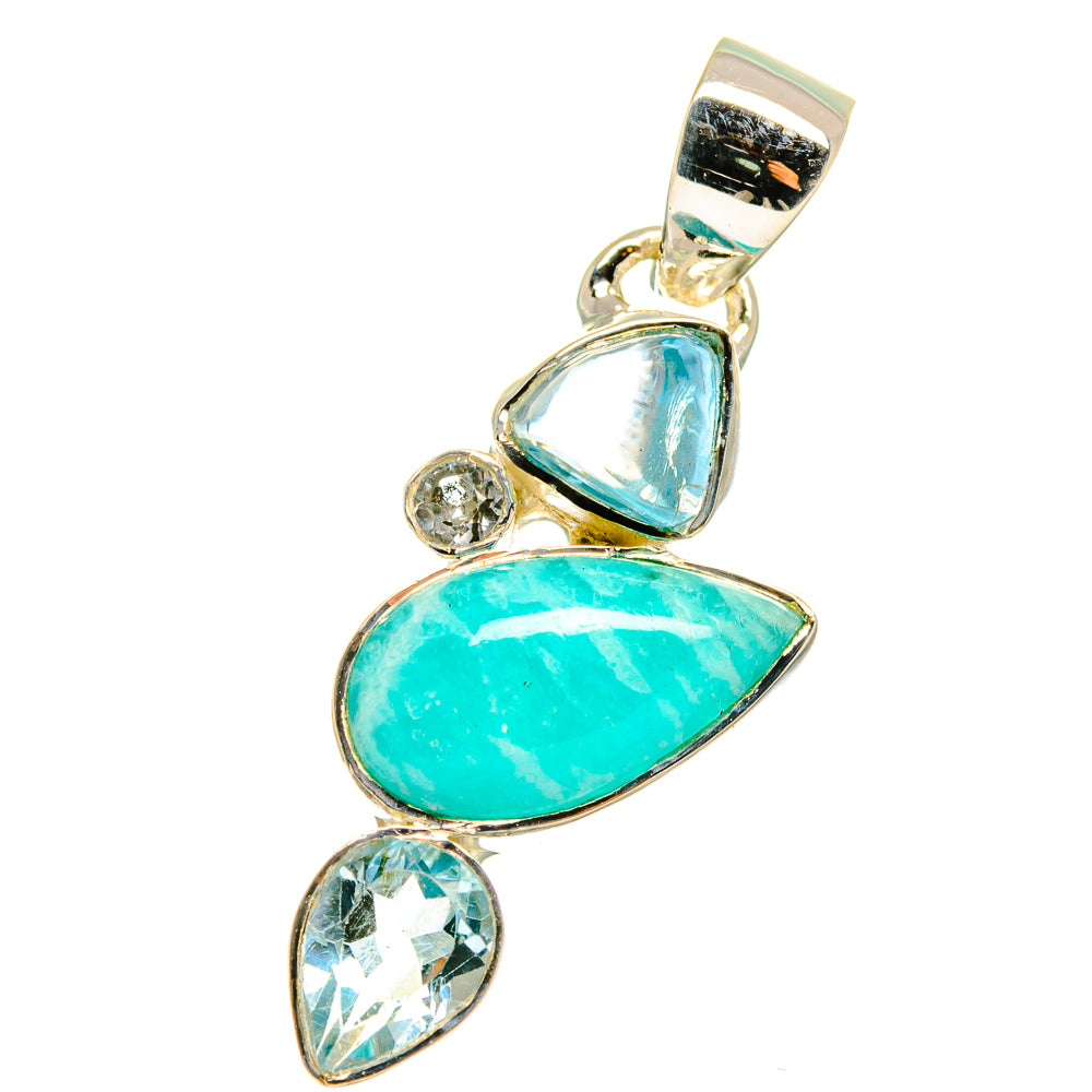 Amazonite, Blue Topaz Pendants handcrafted by Anasilvercos - PD14194