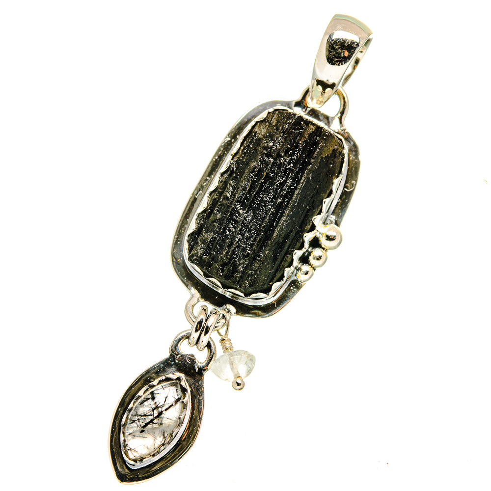 Tektite, Tourmalinated Quartz Pendants handcrafted by Anasilvercos - PD14203