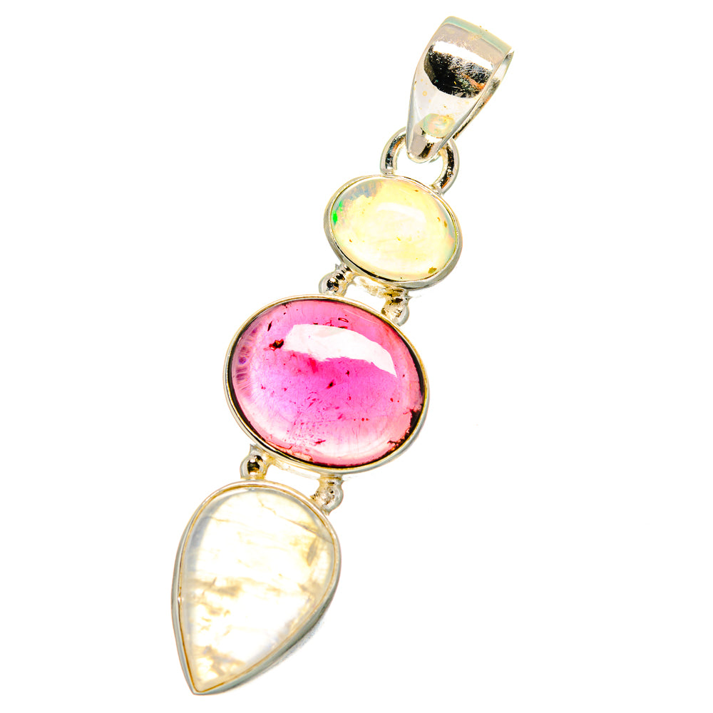 Rainbow Moonstone, Garnet, Ethiopian Opal Pendants handcrafted by Anasilvercos - PD14223