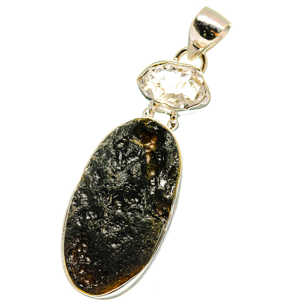 Tektite, Herkimer Diamond Pendants handcrafted by Anasilvercos - PD14225