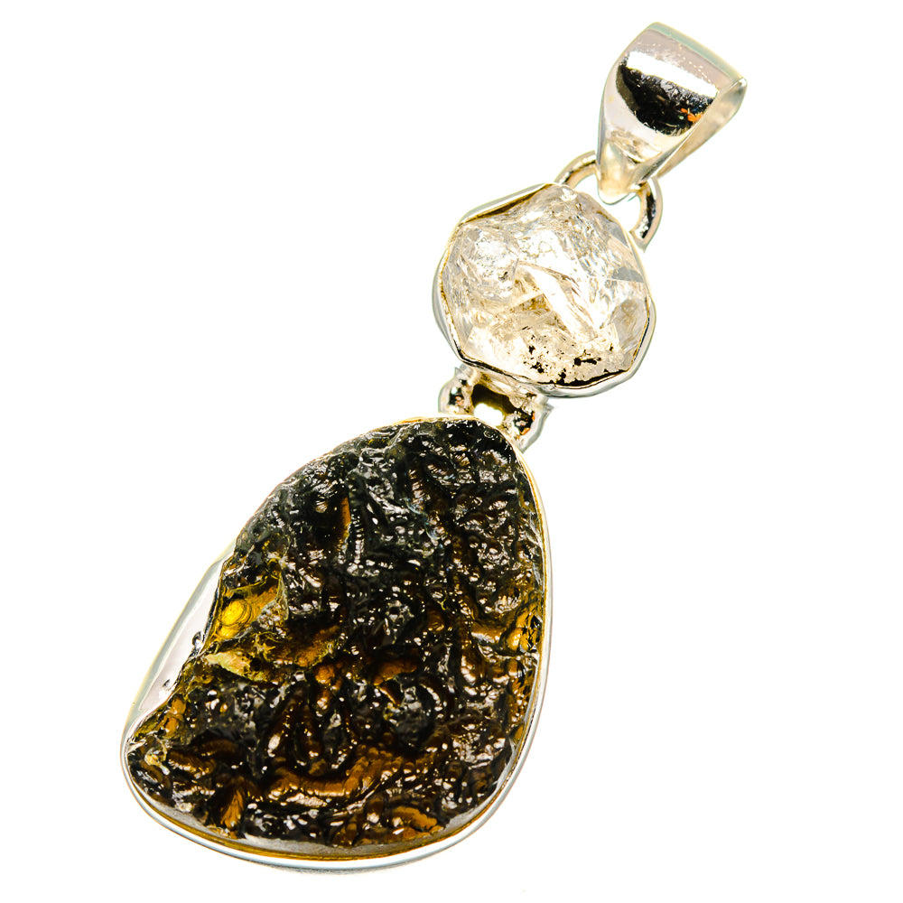 Tektite, Herkimer Diamond Pendants handcrafted by Anasilvercos - PD14226