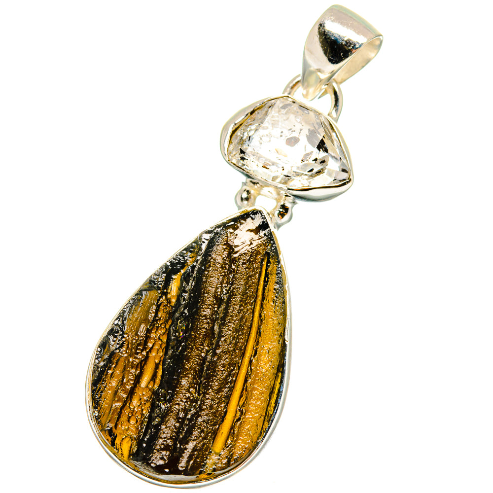 Tektite, Herkimer Diamond Pendants handcrafted by Anasilvercos - PD14228