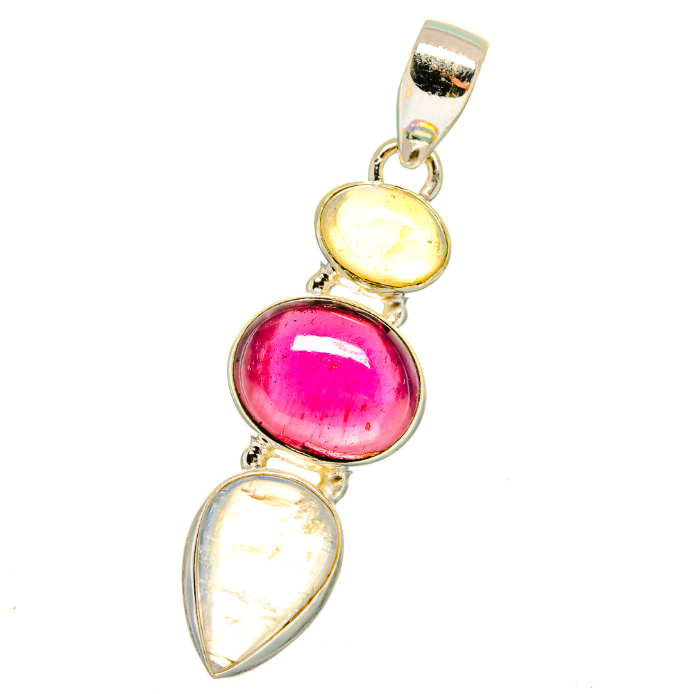 Rainbow Moonstone, Garnet, Ethiopian Opal Pendants handcrafted by Anasilvercos - PD14240