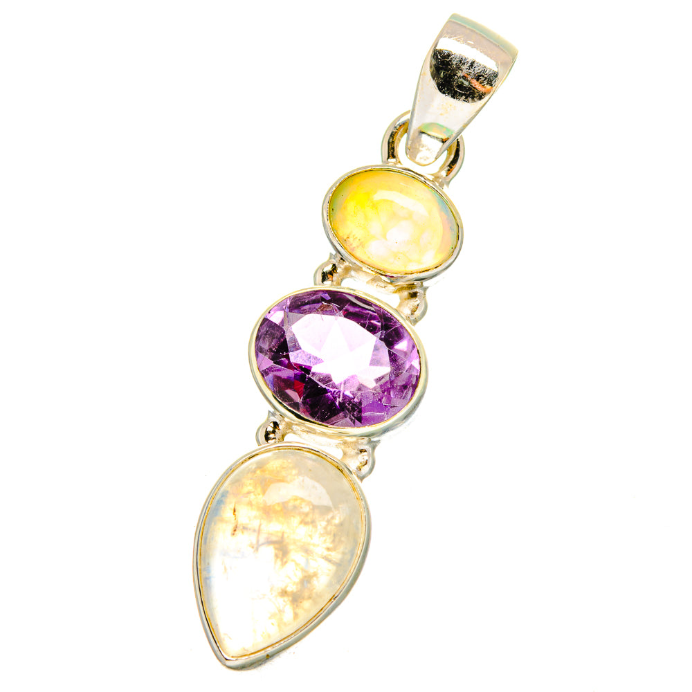 Rainbow Moonstone Pendants handcrafted by Anasilvercos - PD14269