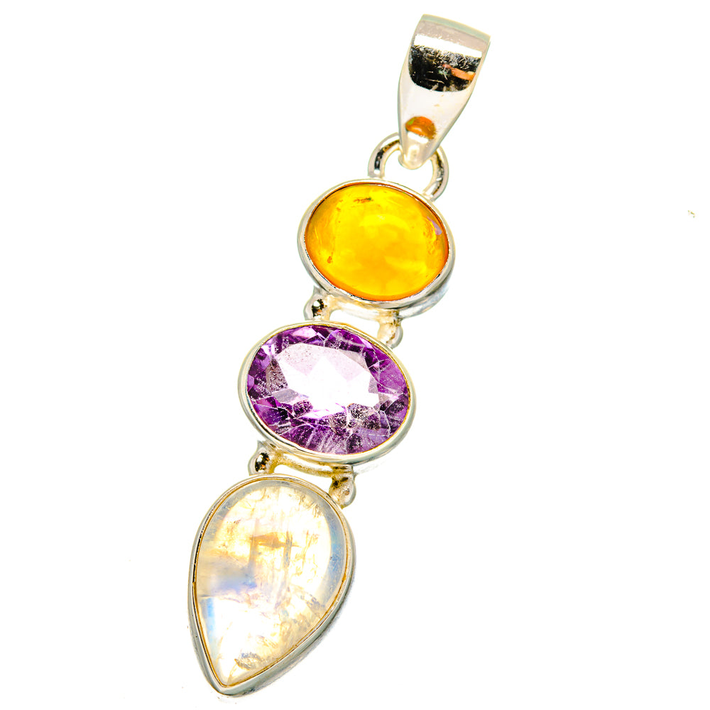 Rainbow Moonstone Pendants handcrafted by Anasilvercos - PD14280