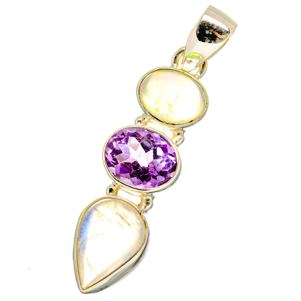 Rainbow Moonstone Pendants handcrafted by Anasilvercos - PD14383