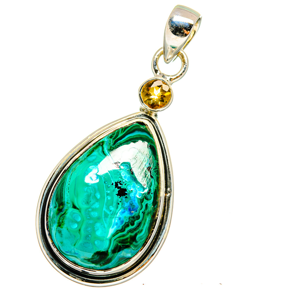 Malachite In Chrysocolla Pendants handcrafted by Anasilvercos - PD14448