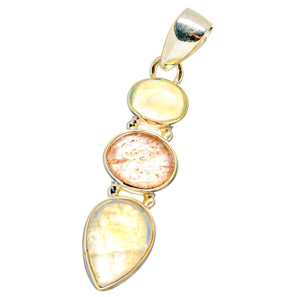 Rainbow Moonstone Pendants handcrafted by Anasilvercos - PD14465