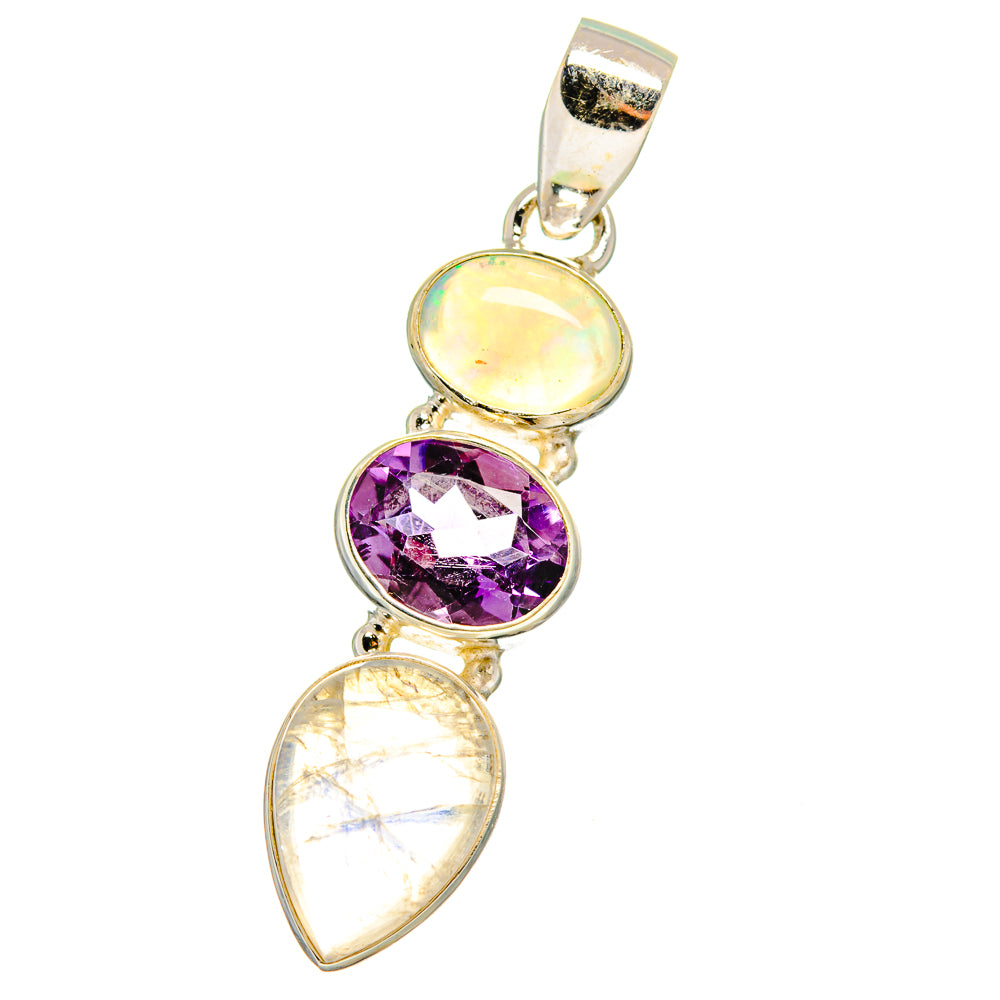 Rainbow Moonstone Pendants handcrafted by Anasilvercos - PD14472