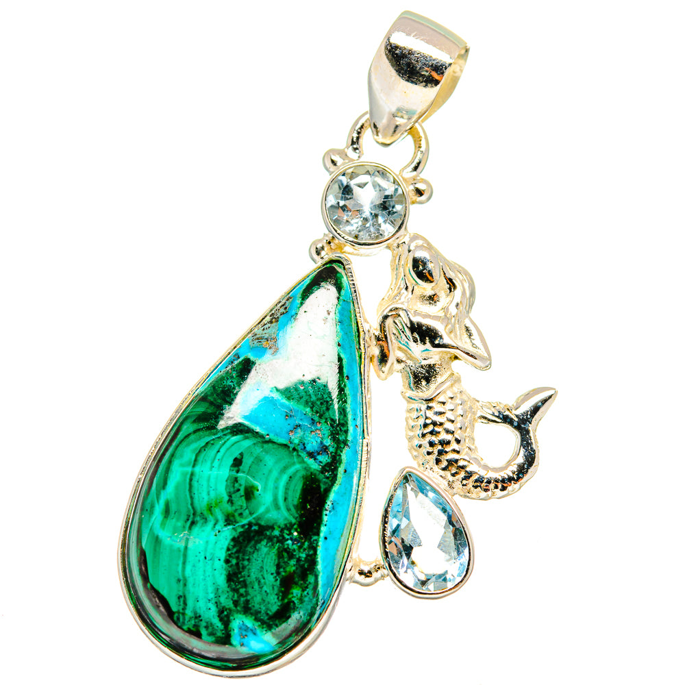 Malachite In Chrysocolla Pendants handcrafted by Anasilvercos - PD14473