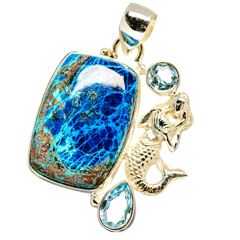 Shattuckite, Blue Topaz Pendants handcrafted by Anasilvercos - PD14658
