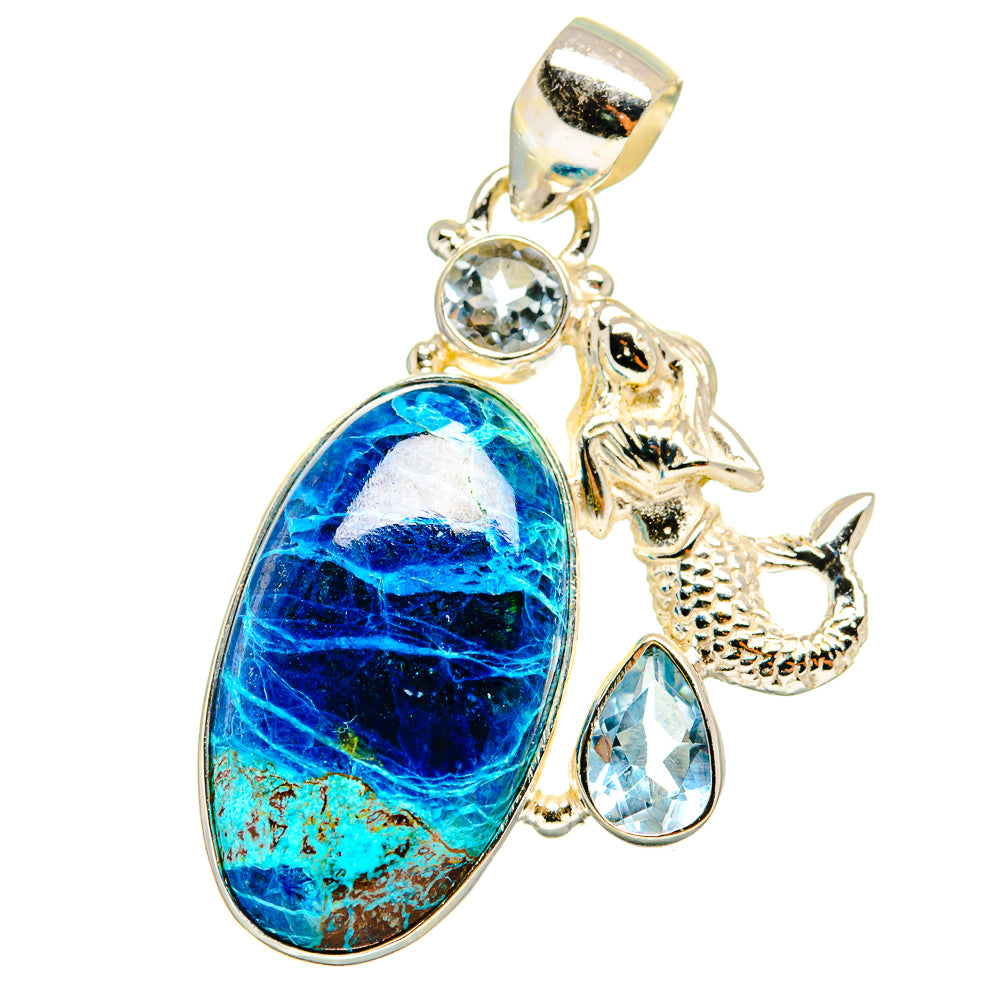 Shattuckite, Blue Topaz Pendants handcrafted by Anasilvercos - PD14659