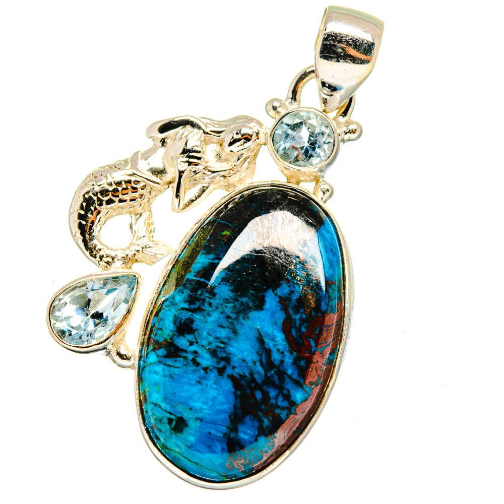 Shattuckite, Blue Topaz Pendants handcrafted by Anasilvercos - PD14660