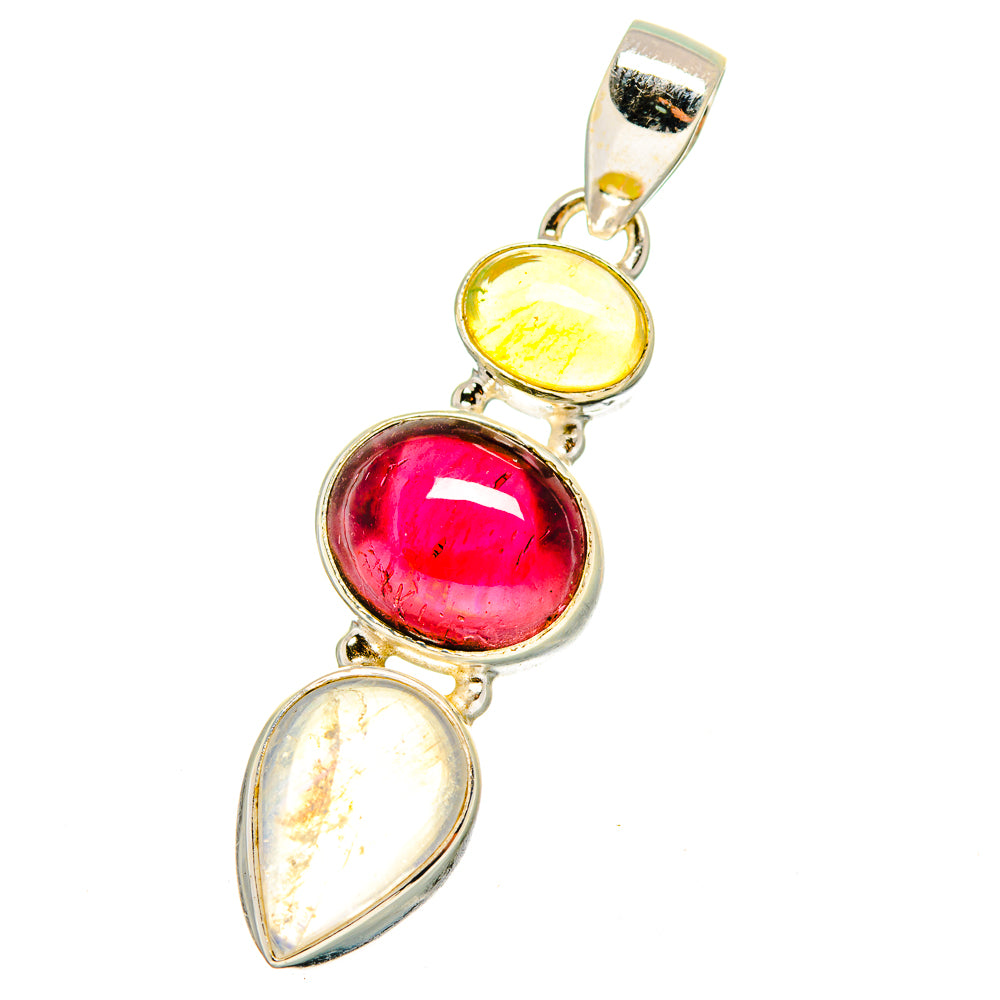 Garnet, Rainbow Moonstone, Ethiopian Opal Pendants handcrafted by Anasilvercos - PD14734