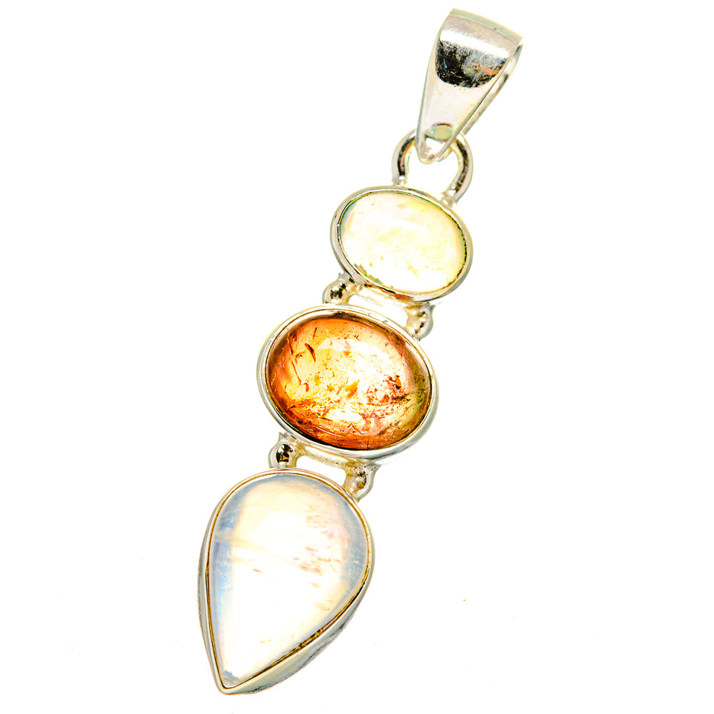 Rainbow Moonstone, Sunstone, Ethiopian Opal Pendants handcrafted by Anasilvercos - PD14736