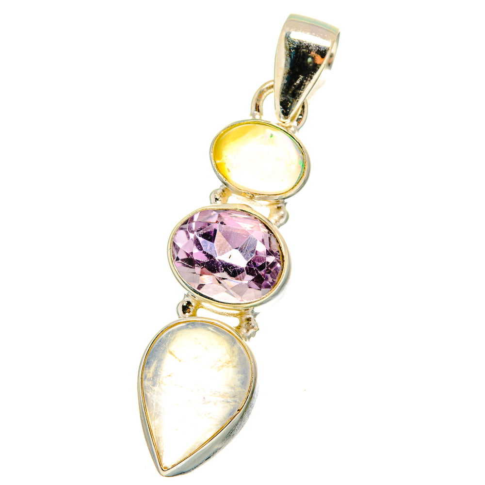 Rainbow Moonstone, Amethyst, Ethiopian Opal Pendants handcrafted by Anasilvercos - PD14740