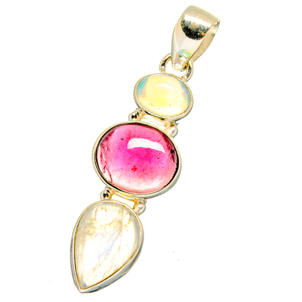 Rainbow Moonstone, Garnet, Ethiopian Opal Pendants handcrafted by Anasilvercos - PD14749