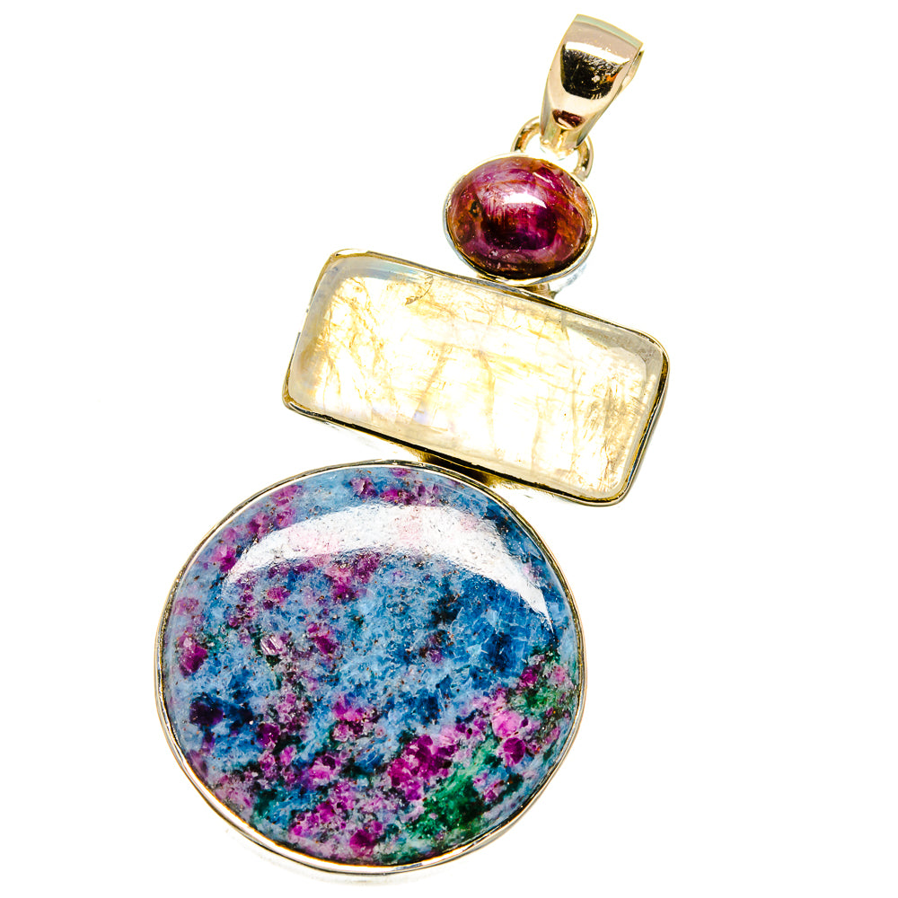 Ruby Fuchsite, Rainbow Moonstone, Star Ruby Pendants handcrafted by Anasilvercos - PD14795