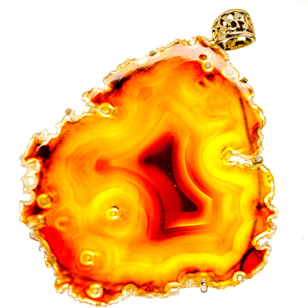 Orange Geode Slice Pendants handcrafted by Anasilvercos - PD14801