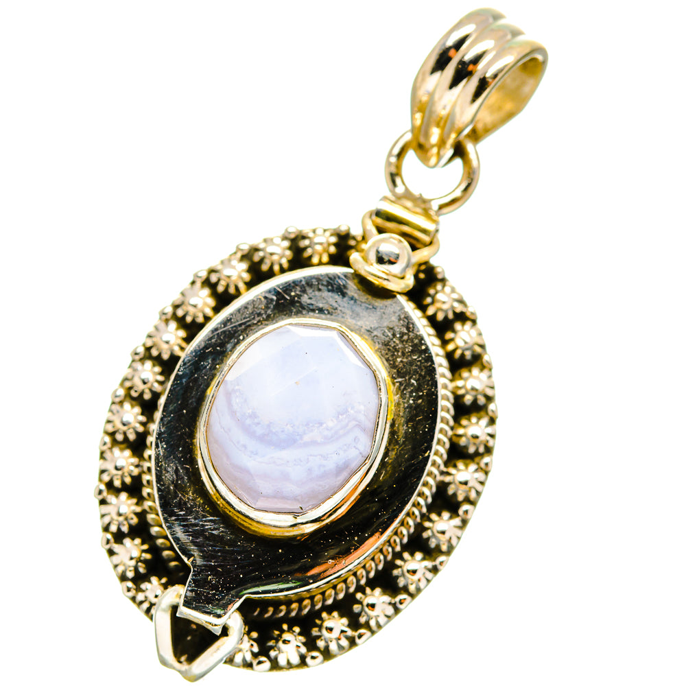 Blue Lace Agate Pendants handcrafted by Anasilvercos - PD14809