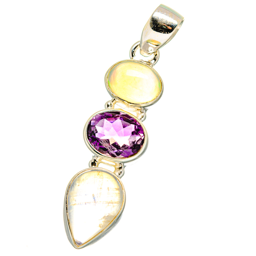 Rainbow Moonstone Pendants handcrafted by Anasilvercos - PD14863