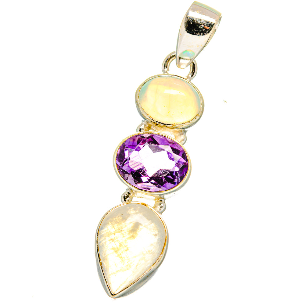 Rainbow Moonstone Pendants handcrafted by Anasilvercos - PD14864