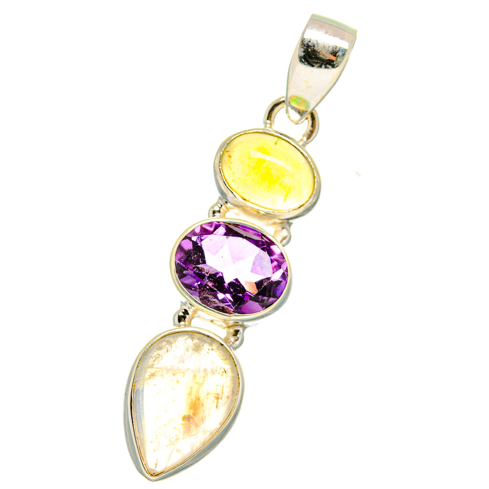 Rainbow Moonstone Pendants handcrafted by Anasilvercos - PD14865